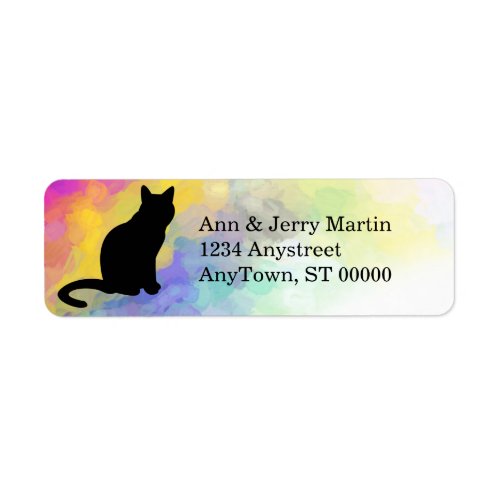 cat colorful watercolor paint design address label