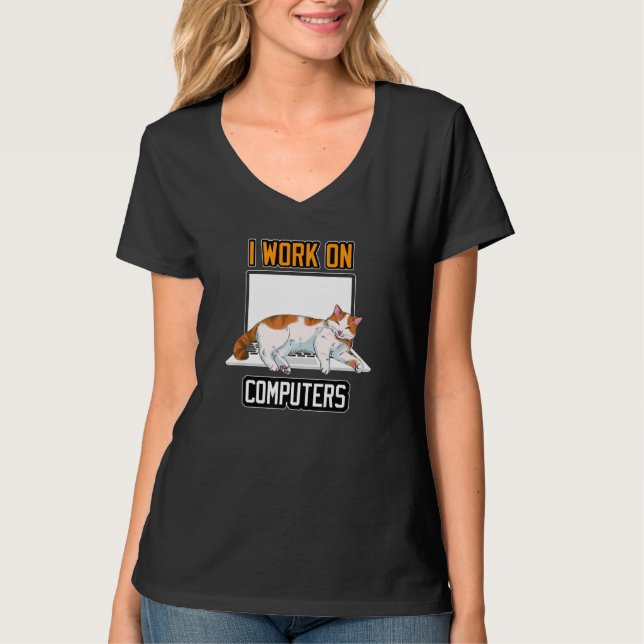 Cat Computer Applications Technology Cat T-Shirt (Front)