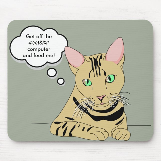 Cat & Computer Jokes Humor Mouse Pad (Front)