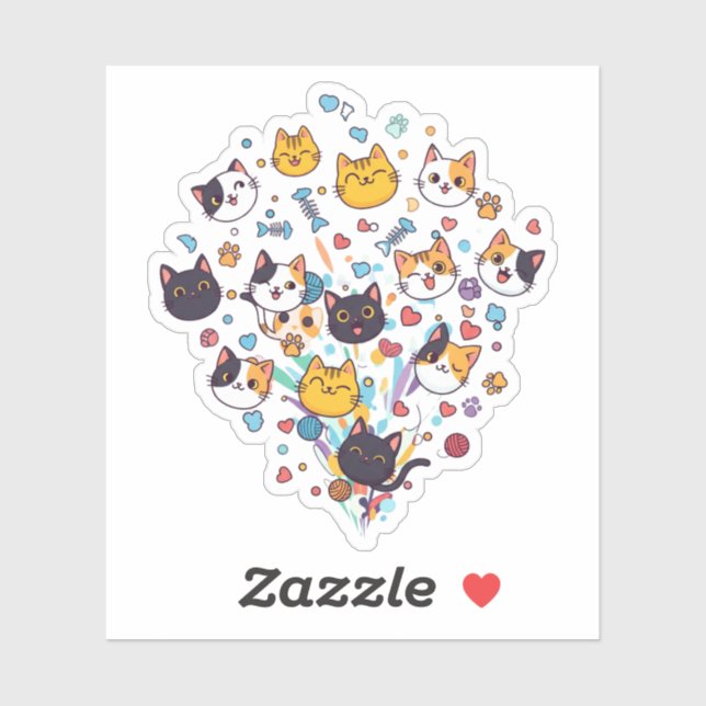 Cat Confetti – Fun & Playful Sticker (Sheet)
