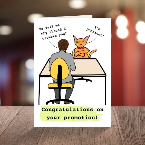 Cat congratulations on your promotion card