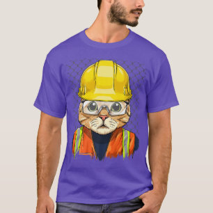 Cat Construction Worker Feline Cat Kitten T-Shirt