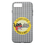 Cat Cool Punk Rock Music Electric Guitar Tartan iPhone 8 Plus/7 Plus Case
