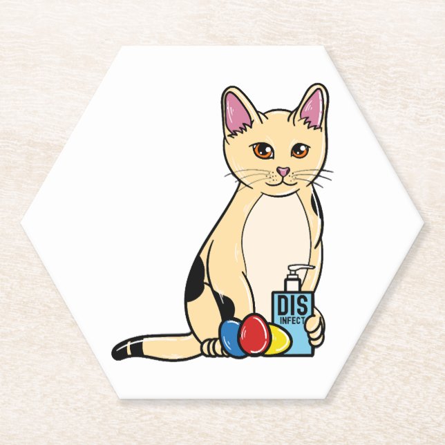 Cat Corona Easter Paper Coaster (Front)