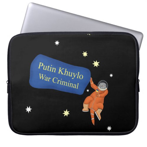 Cat cosmonaut with a poster Putin Khuilo Laptop Sleeve