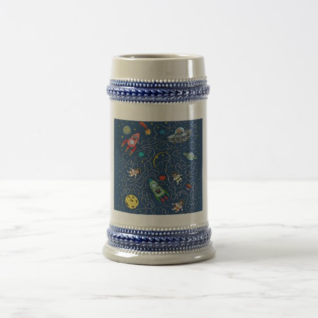 cat cosmos cosmonaut rocket beer stein (Center)