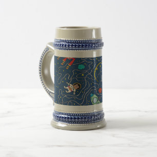cat cosmos cosmonaut rocket beer stein