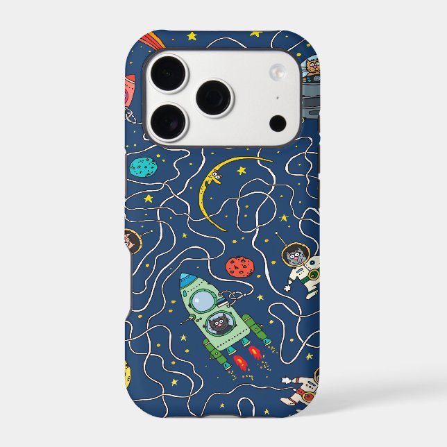 cat cosmos cosmonaut rocket iphone case (Back)