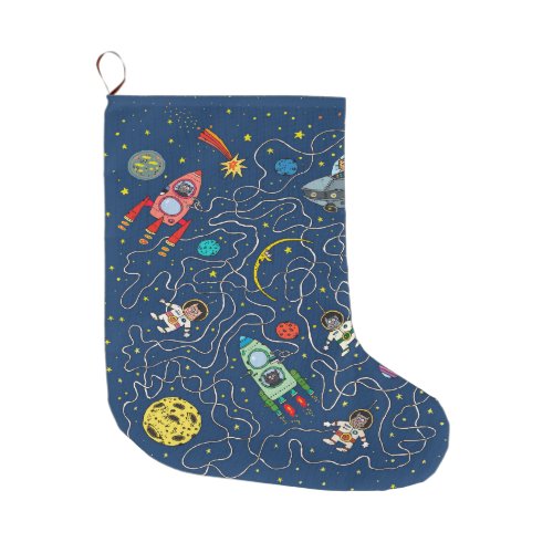 cat cosmos cosmonaut rocket large christmas stocking