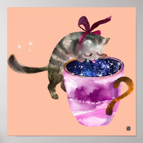 Cat Cosmos Cup Poster