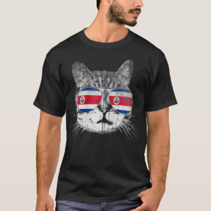Cat  Costa Rica Flag Country Retro Men Women Kids  T-Shirt