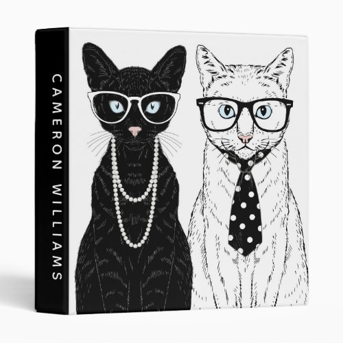 Cat Couple  Add Your Name 3 Ring Binder