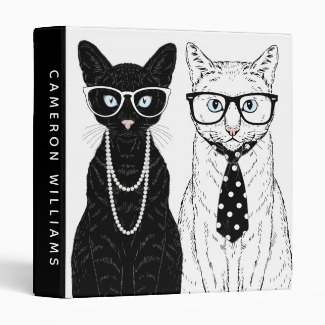 Cat Couple | Add Your Name 3 Ring Binder (Front/Spine)