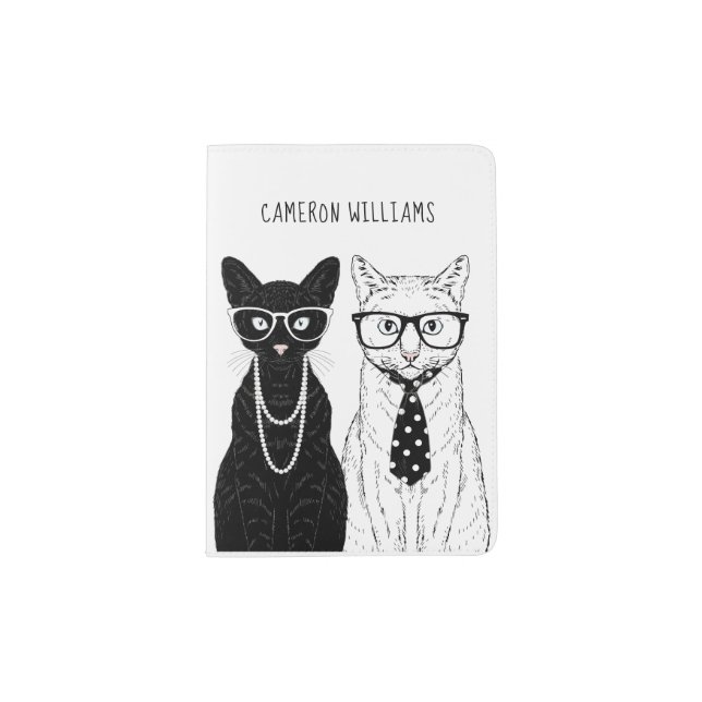 Cat Couple | Add Your Name Passport Holder (Front)