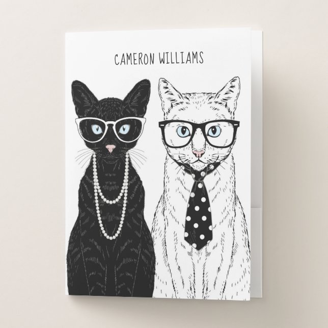 Cat Couple | Add Your Name Pocket Folder (Front)