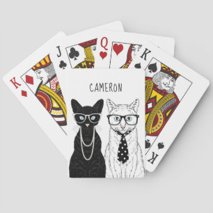Cat Couple Add Your Name Poker Cards