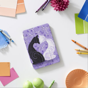 Cat Couple Butterfly Purple iPad Air Cover Gift