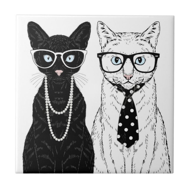Cat Couple Ceramic Tile (Front)