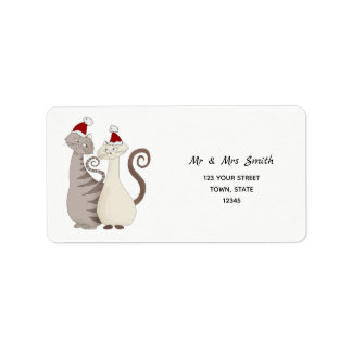 Cat Couple Christmas Return Address Label