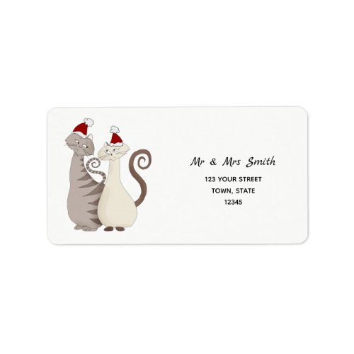 Cat Couple Christmas Return Address Label