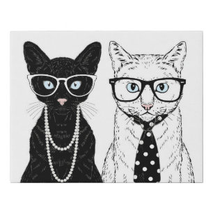 Cat Couple Faux Canvas Print