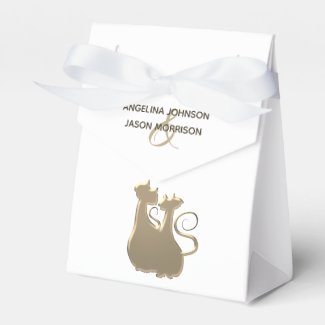 Cat Couple Golden Elegant Chic Wedding Luxurious Favor Box