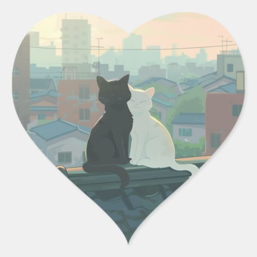 Cat Couple Heart Sticker