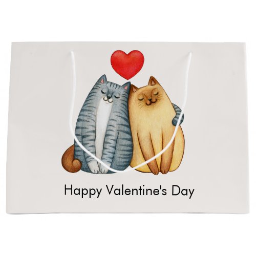 Cat Couple Lovers Cute Funny Happy Valentines Day Large Gift Bag