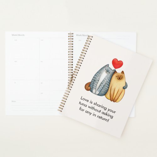 Cat Couple Lovers Cute Funny Happy Valentines Day Planner
