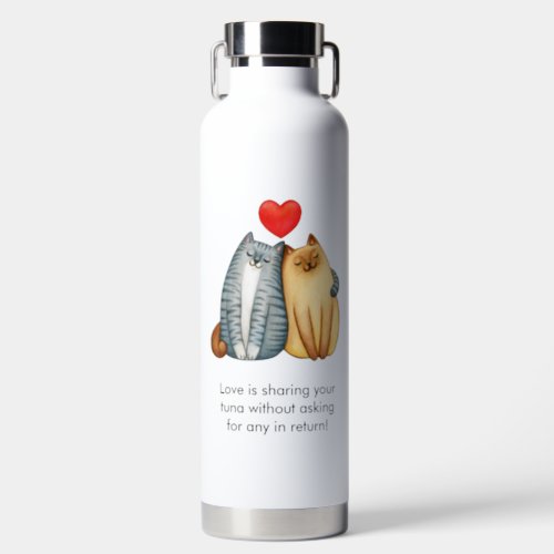 Cat Couple Lovers Cute Funny Happy Valentines Day Water Bottle