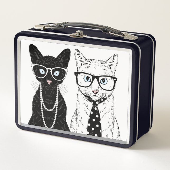 Cat Couple Metal Lunch Box (Front)