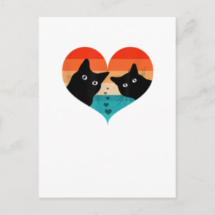 Cat Couple Retro Vintage Shirt Funny Black Cat Val Postcard