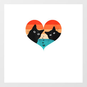 Cat Couple Retro Vintage Shirt Funny Black Cat Val Wall Decal