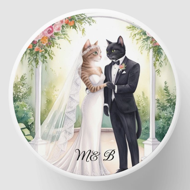 Cat Couple wedding Bride and Groom  Mini Candle Favors (Front)