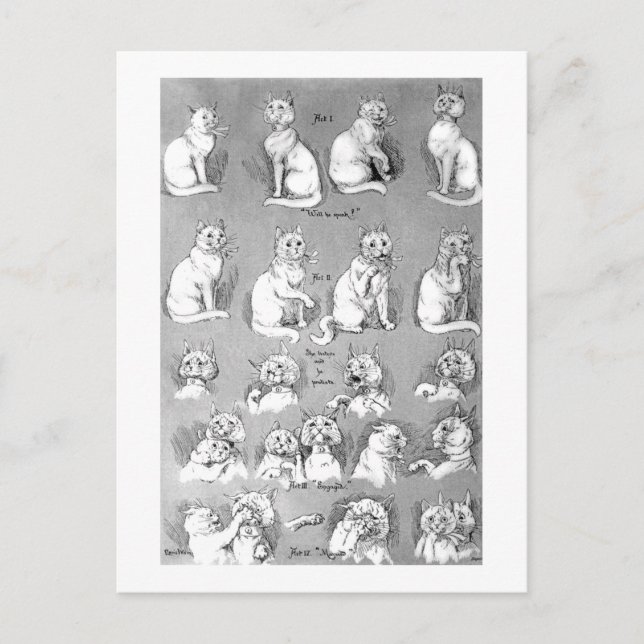 Cat, Courtship & Marriage, Bride, Louis Wain Postcard (Front)