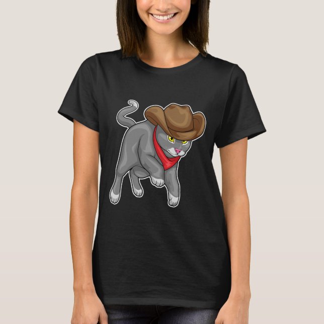 Cat Cowboy Cowboy hat T-Shirt (Front)