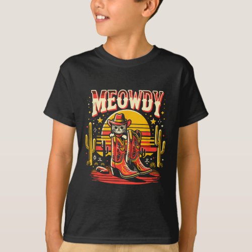 Cat Cowboy Cowgirl Country Western Meowdy Funny Ca T_Shirt