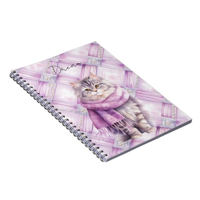 Cat Cozy Winter Purple Scarf   Notebook (Right Side)