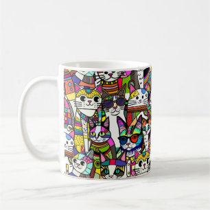 Cat Crazy Clowder of cats, colorful gift Coffee Mug