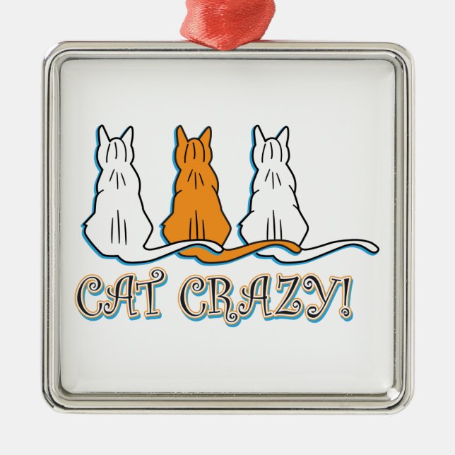 Cat Crazy Orange Tabby Cats Metal Ornament (Front)