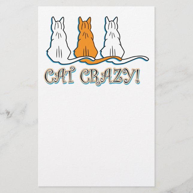 Cat Crazy Orange Tabby Cats Stationery (Front)