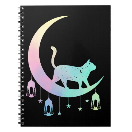 Cat Crescent Moon Horoscope Pastel Goth Wicca Notebook