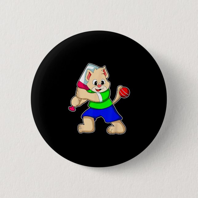 Cat Cricket Cricket T Sports  Button (Front)