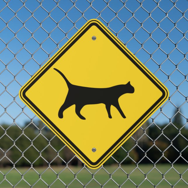 Cat Crossing Metal Sign (In Situ(Fence))