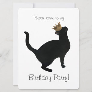 Cat Crown Birthday Party Invitation