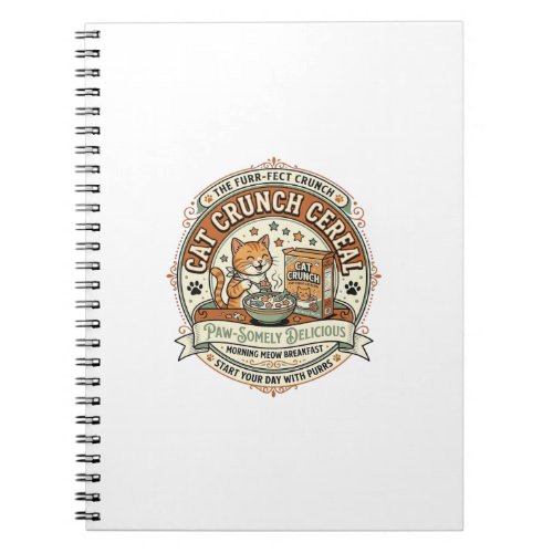 Cat Crunch Cereal Cat Breakfast Cereal Box Cat Vin Notebook