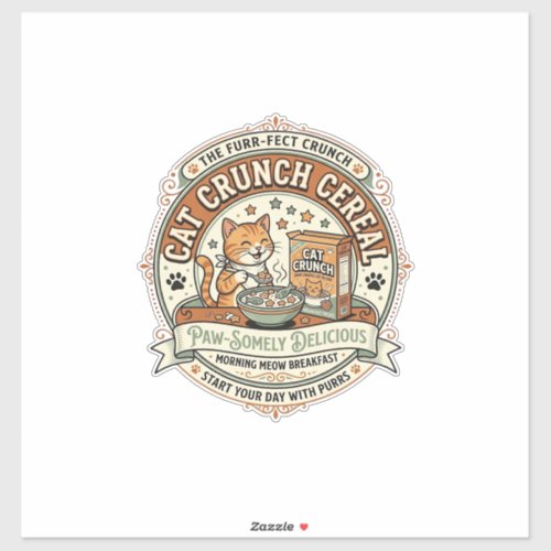 Cat Crunch Cereal Cat Breakfast Cereal Box Cat Vin Sticker