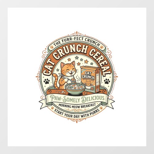 Cat Crunch Cereal Cat Breakfast Cereal Box Cat Vin Window Cling