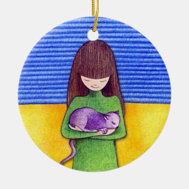Cat Cuddle Ornament (Front)