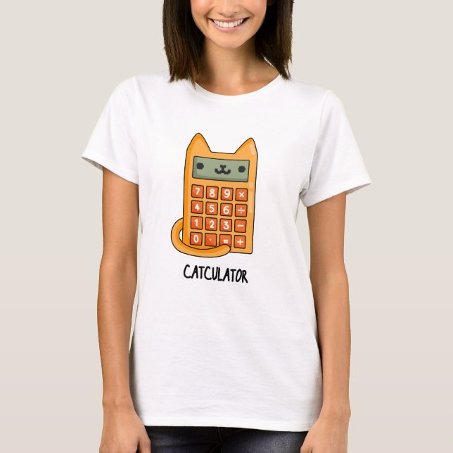 Cat-culator Funny Calculator Pun  T-Shirt (Front)